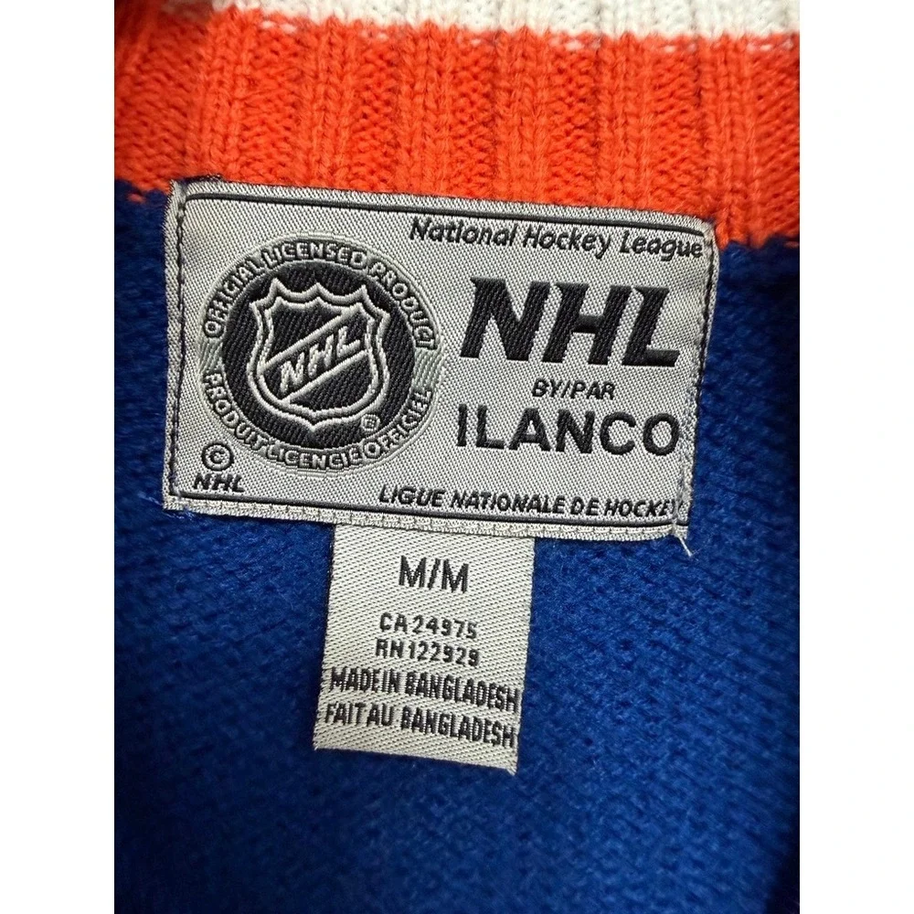 Vintage Edmonton Oilers NHL Ilanco Quarter Zip Knit Sweater Medium 678541H